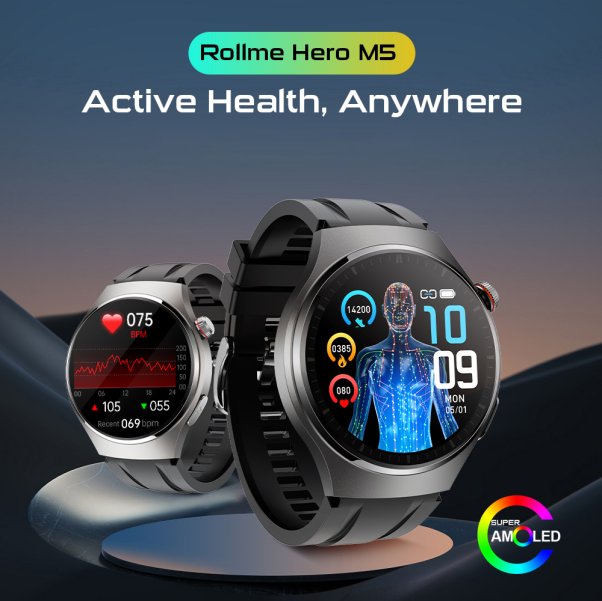 Rollme Hero M5 rugged smartwatch with ECG